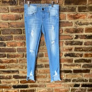 VIP Faded Light Wash Blue Distressed Denim Skinny Jeans Women's Size 0